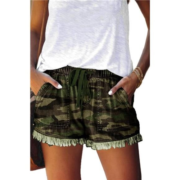 Womens Lightweight Shorts Casual A12-camo - Picture 1 of 4